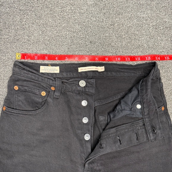 Levi’s Premium Denim Ribcage Straight Ankle Jeans Black Size 27 Button Fly - Picture 6 of 10